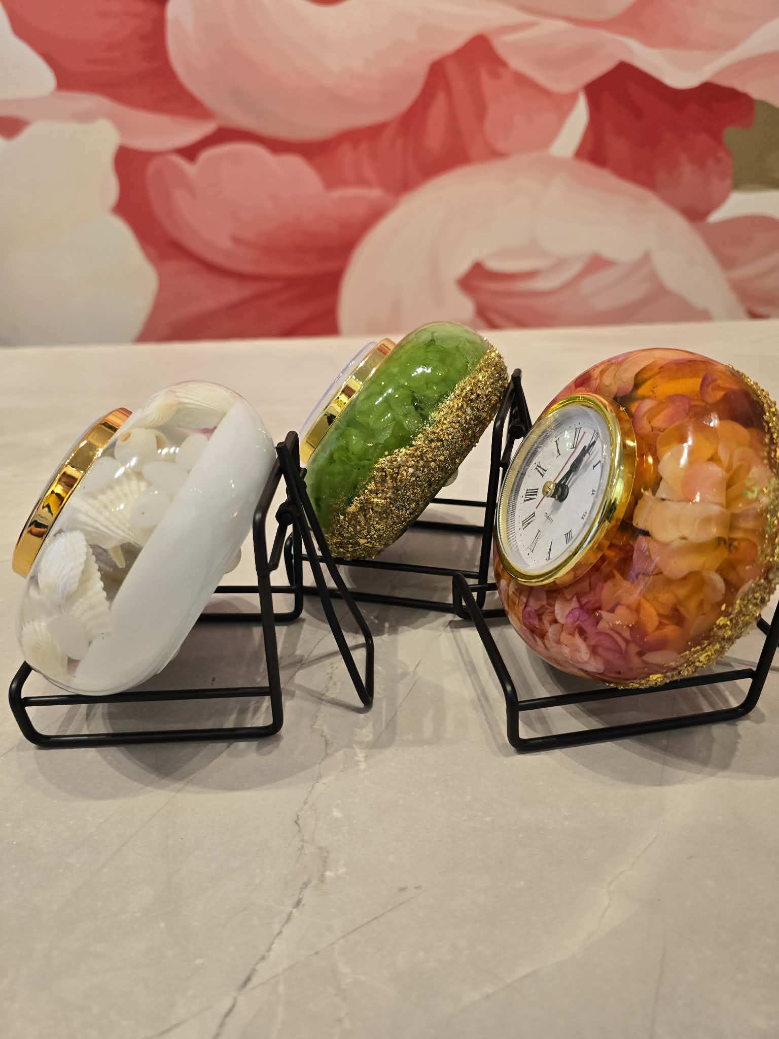 Handmade Gypsum & Epoxy Resin Table Clock – Modern Artistic Design - Image 2